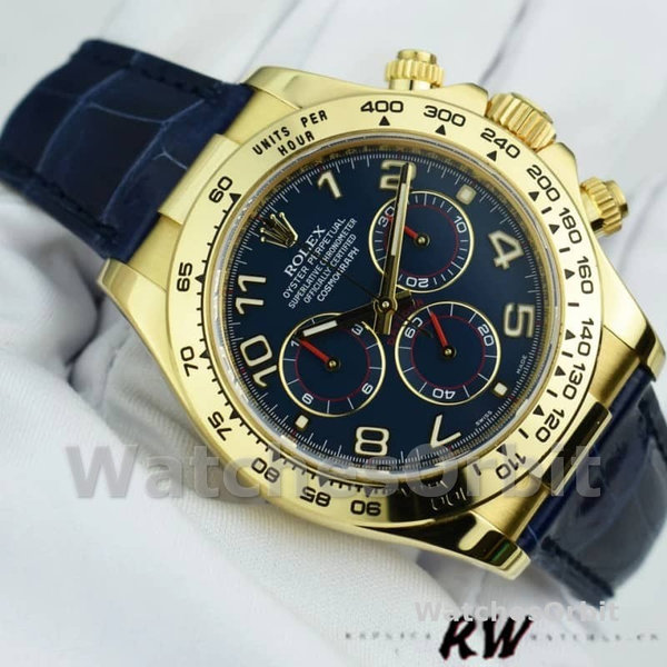 Men's Rolex Cosmograph Daytona 40mm Men's-116518-Leather Strap-Blue Dial Blue