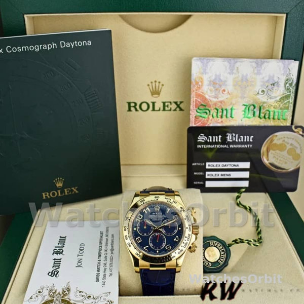 Rolex Cosmograph Daytona 116518 Leather strap Blue Dial 40mm Mens Replica Watch