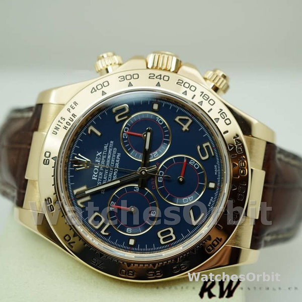 Replica Rolex Cosmograph Daytona 40mm Uomo-116518-oro giallo-quadrante blu Blu