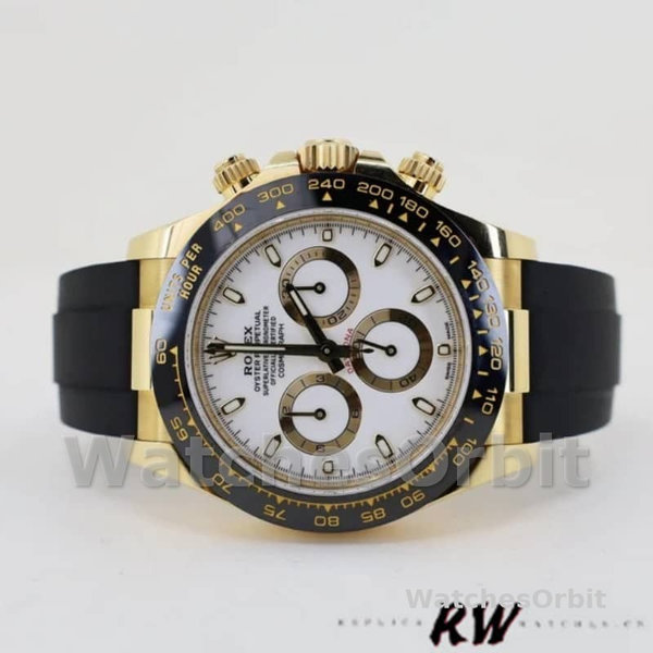 Rolex Cosmograph Daytona 116518LN White Dial Black Rubber Strap 40mm Mens Replica Watch