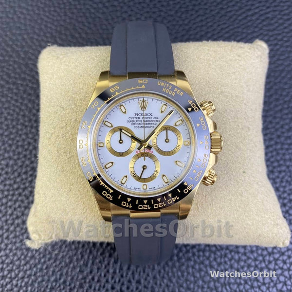 Rolex Cosmograph Daytona 116518LN White Dial Black Rubber Strap 40mm Mens Replica Watch