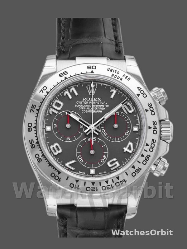 Rolex Cosmograph Daytona 116519 Gray dial Black Leather Strap 40mm Mens Replica Watch