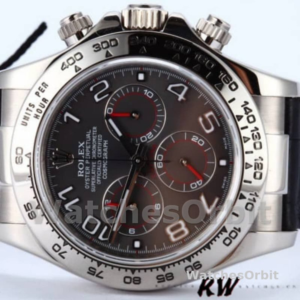 Replica Rolex Cosmograph Daytona 40mm Heren-116519-Grijze wijzerplaat-Zwarte lederen band Grijs