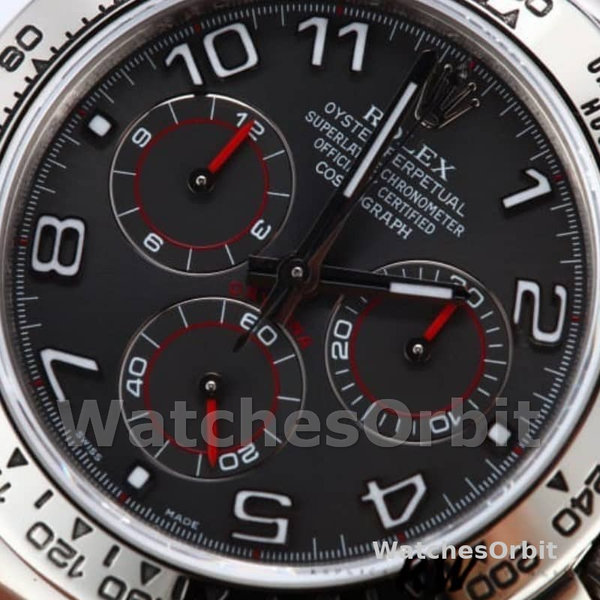 Replica Rolex Cosmograph Daytona 40mm Heren-116519-Grijze wijzerplaat-Zwarte lederen band Grijs