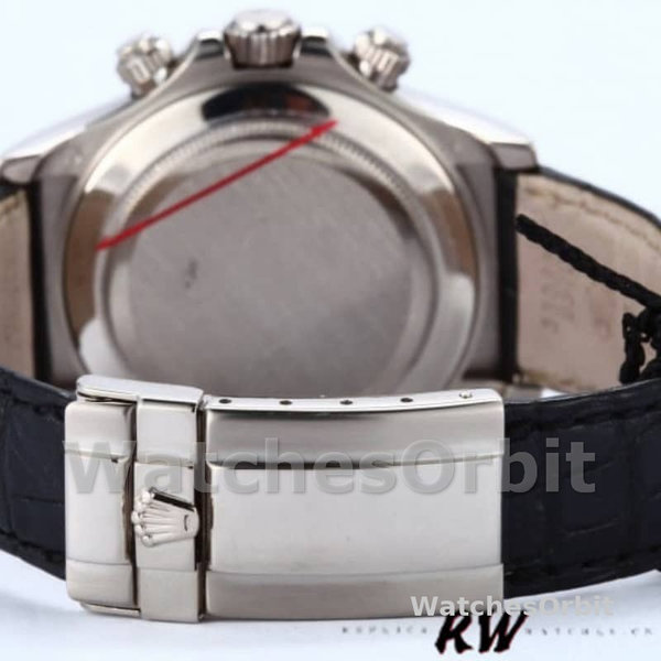 Replica Rolex Cosmograph Daytona 40mm Heren-116519-Grijze wijzerplaat-Zwarte lederen band Grijs
