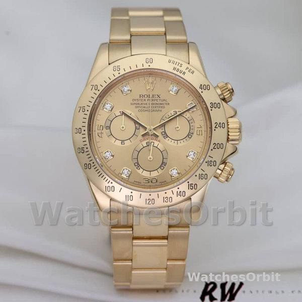 Men's Rolex Cosmograph Daytona 40mm Men's-116528-Champagne Diamond Dial Champagne