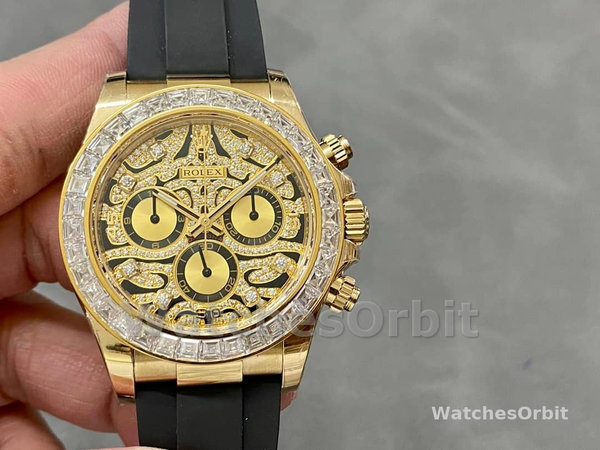 Rolex Cosmograph Daytona 116588 Yellow Gold Black Rubber Strap 40mm Mens Replica Watch