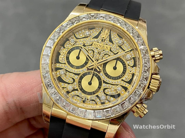 Rolex Cosmograph Daytona 116588 Yellow Gold Black Rubber Strap 40mm Mens Replica Watch