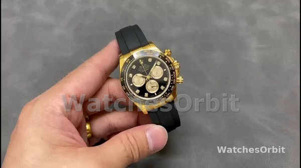Men's Rolex Cosmograph Daytona 40-m126518LN 0006, Yellow Gold, Black Rubber, Black Dial