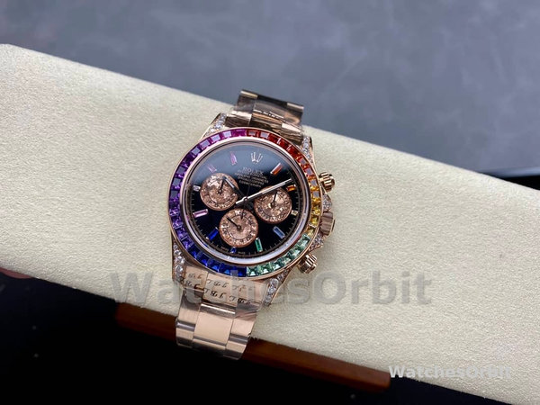 Replica Rolex Cosmograph Daytona 40-116595RBOW, zaffiro nero, quadrante arcobaleno, uomo Quadrante nero