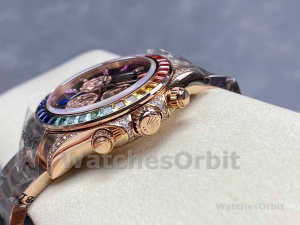 Replica Rolex Cosmograph Daytona 40-116595RBOW, zaffiro nero, quadrante arcobaleno, uomo Quadrante nero
