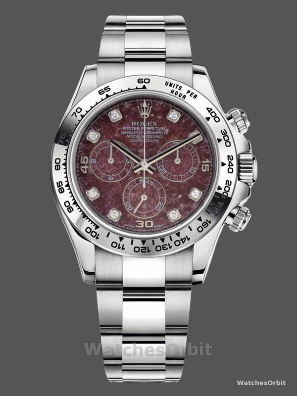 Rolex Cosmograph Daytona 40MM White Gold Rare Rubellite Dial 116509 Men's Watch