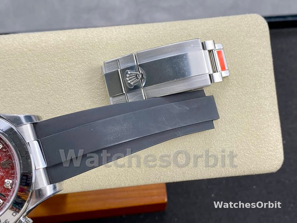 Replica Heren Rolex Cosmograph Daytona witgoud rubelliet wijzerplaat 116509 rubber band rode wijzerplaat