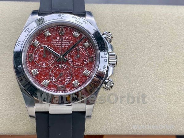 Replica Heren Rolex Cosmograph Daytona witgoud rubelliet wijzerplaat 116509 rubber band rode wijzerplaat