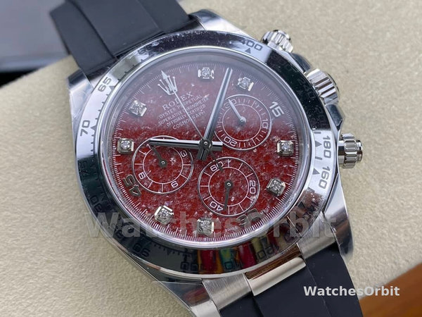 Replica Heren Rolex Cosmograph Daytona witgoud rubelliet wijzerplaat 116509 rubber band rode wijzerplaat