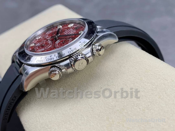 Replica Heren Rolex Cosmograph Daytona witgoud rubelliet wijzerplaat 116509 rubber band rode wijzerplaat
