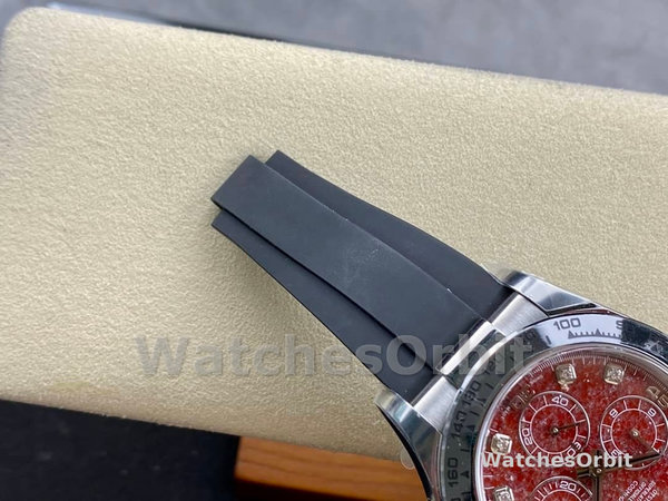 Replica Heren Rolex Cosmograph Daytona witgoud rubelliet wijzerplaat 116509 rubber band rode wijzerplaat