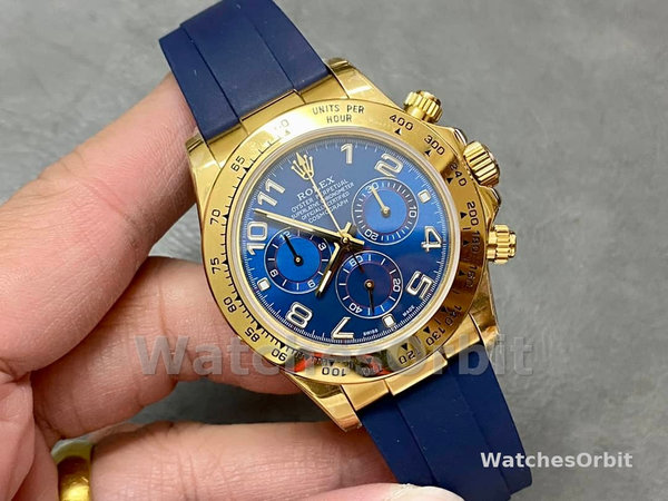 Rolex Cosmograph Daytona Yellow Gold Case Blue Dial 116518 Men's Watch
