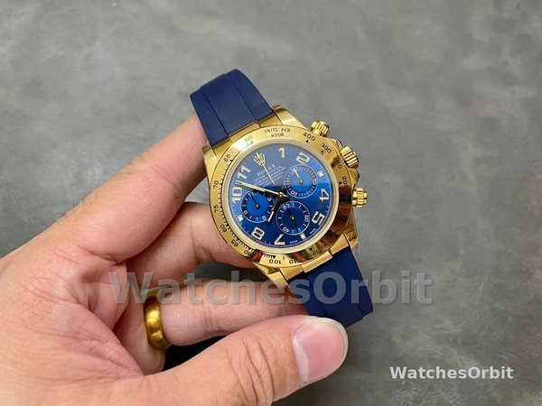 Rolex Cosmograph Daytona Yellow Gold Case Blue Dial 116518 Men's Watch