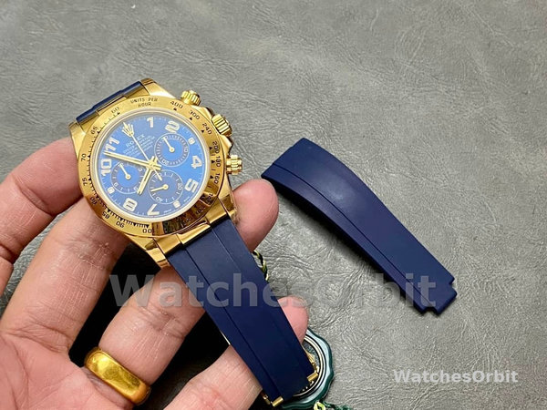 Rolex Cosmograph Daytona Yellow Gold Case Blue Dial 116518 Men's Watch