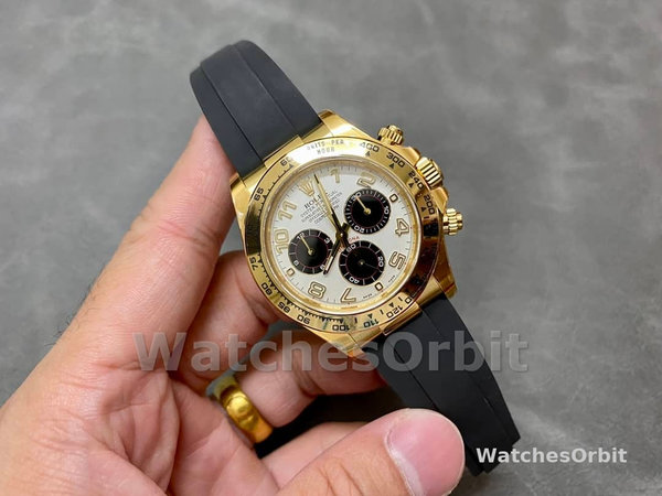 Rolex Cosmograph Daytona Yellow Gold Case Silver Dial 116518 Men's Watch