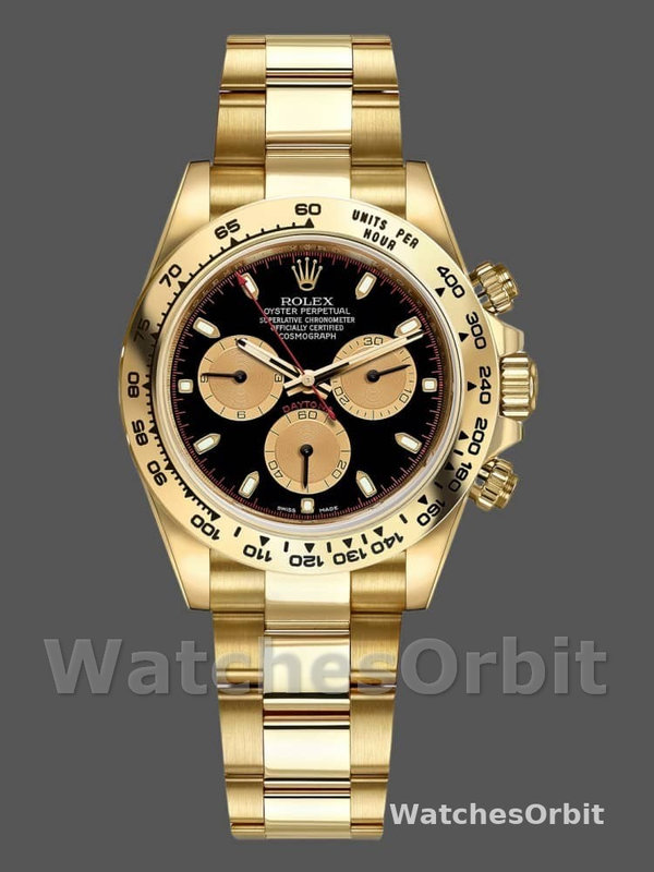 Rolex Daytona 116508 Yellow Gold Black Dial 40MM Mens Replica Watch