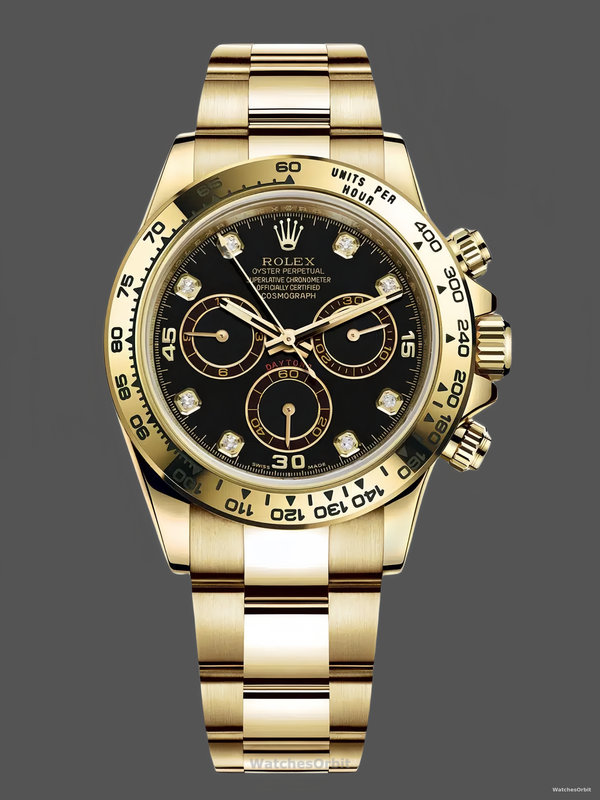Rolex Daytona 116508 Yellow Gold Black Diamond Dial 40MM Mens Replica Watch
