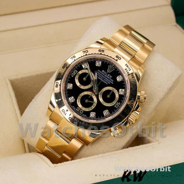 Men's Rolex Daytona-116508, 40mm, Yellow Gold, Black Diamond Dial, Men’s Black