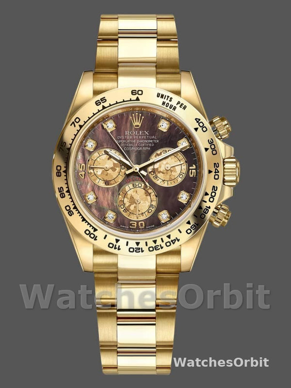Rolex Daytona 116508 Yellow Gold Black Mother Of Pearl Dial 40MM Mens Replica Watch