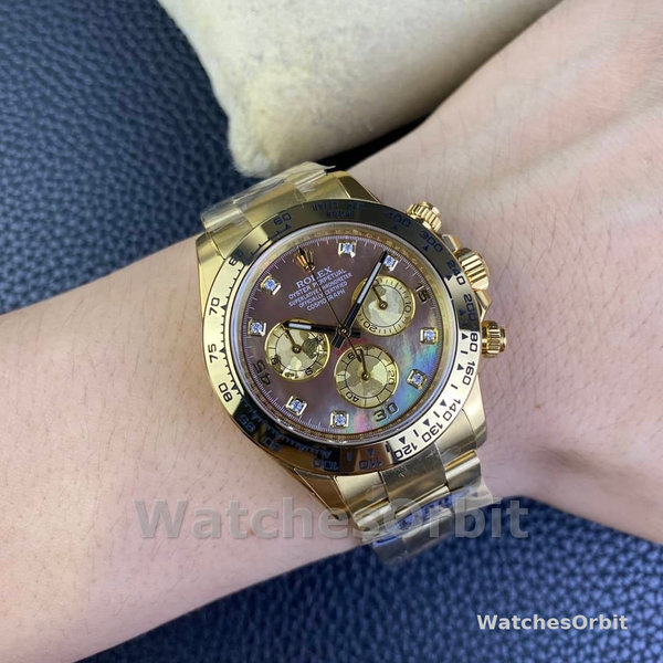 Rolex Daytona 116508 Yellow Gold Black Mother Of Pearl Dial 40MM Mens Replica Watch