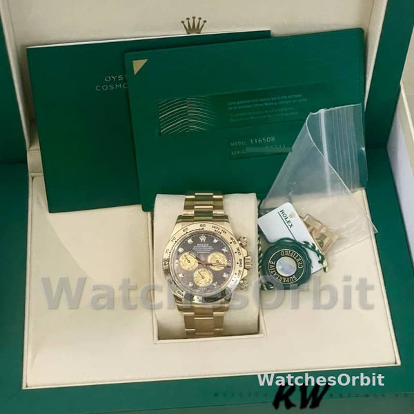 Rolex Daytona 116508 Yellow Gold Black Mother Of Pearl Dial 40MM Mens Replica Watch