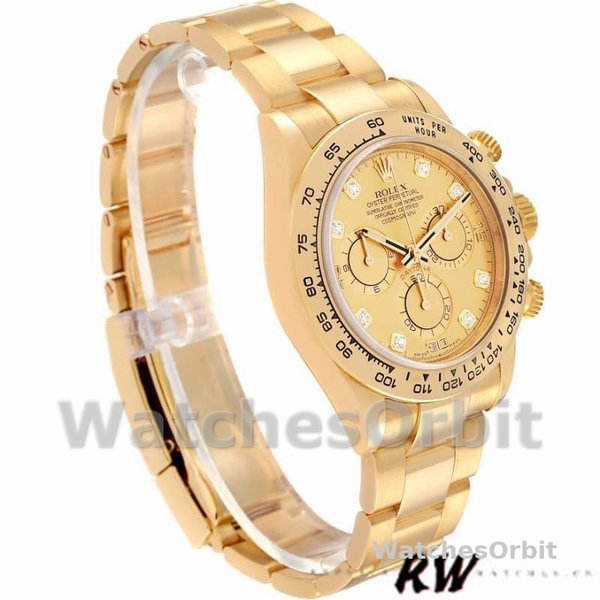 Men's Rolex Daytona-116508, 40mm, Yellow Gold, Champagne Diamond Dial, Men’s Champagne