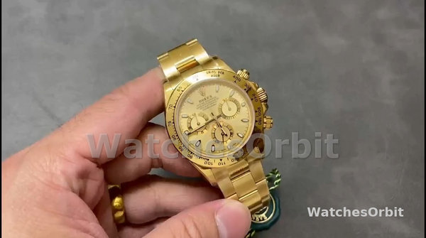 Replica Rolex Daytona-116508 da uomo, 40 mm, oro giallo, quadrante champagne, Champagne da uomo