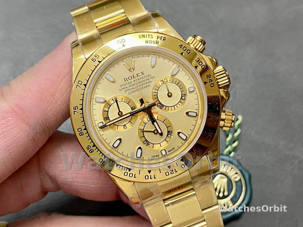 Rolex Daytona 116508 Yellow Gold Champagne Index Dial 40MM Mens Replica Watch