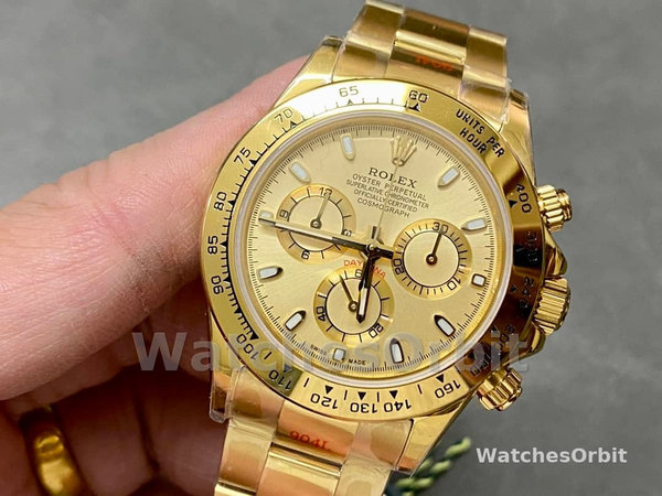 Rolex Daytona 116508 Yellow Gold Champagne Index Dial 40MM Mens Replica Watch