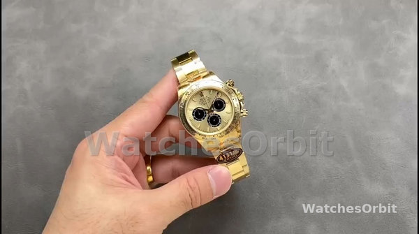 Replica Rolex Daytona-116508 da uomo, 40 mm, oro giallo, quadrante champagne, Champagne da uomo