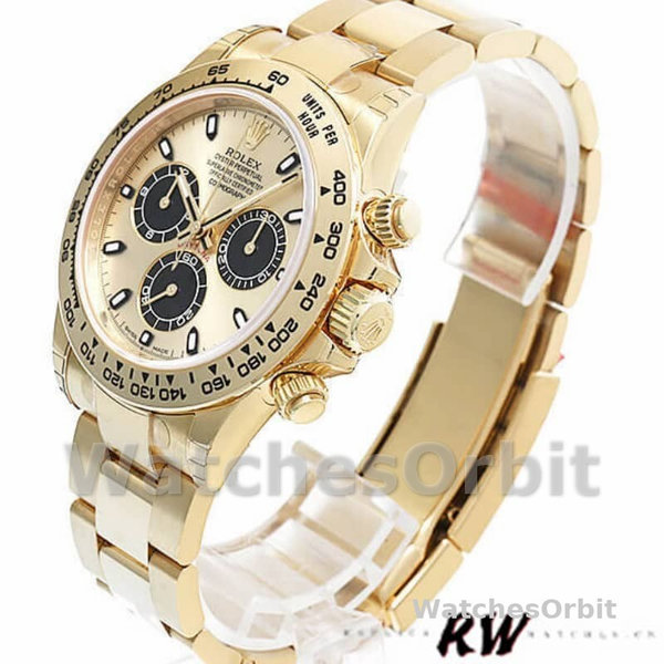 Rolex Daytona 116508 Yellow Gold Champagne Index Dial 40MM Mens Replica Watch