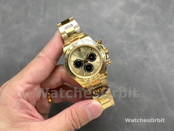 Rolex Daytona 116508 Yellow Gold Champagne Index Dial 40MM Mens Replica Watch