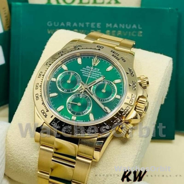 Replica Rolex Daytona 116508 Gelbgold Grünes Index-Zifferblatt 40MM Herren Replica Uhr Kompromisslose Präzision