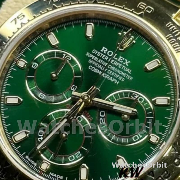 Replica Rolex Daytona 116508 Gelbgold Grünes Index-Zifferblatt 40MM Herren Replica Uhr Kompromisslose Präzision