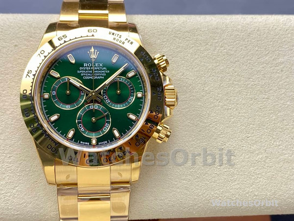 Replica Rolex Daytona 116508 Gelbgold Grünes Index-Zifferblatt 40MM Herren Replica Uhr Kompromisslose Präzision