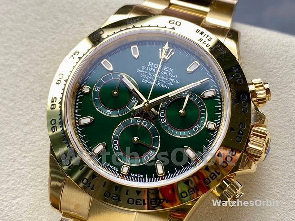 Replica Rolex Daytona 116508 Gelbgold Grünes Index-Zifferblatt 40MM Herren Replica Uhr Kompromisslose Präzision