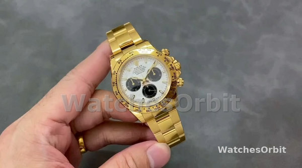 Replica Rolex Daytona-116508 da uomo, 40 mm, oro giallo, quadrante grigio meteorite, Uomo, grigio meteorite