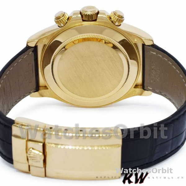 Replica Rolex Daytona 40mm Heren-116518-Zwarte Diamanten Wijzerplaat-Zwarte Leren Band Zwart<br />