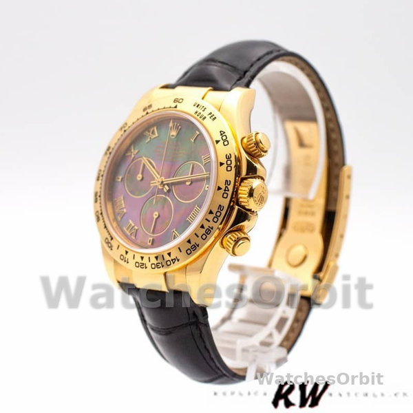 Mens Rolex Daytona 40mm Mens-116518-Black MOP-Roman Dial Black MOP Replica Image