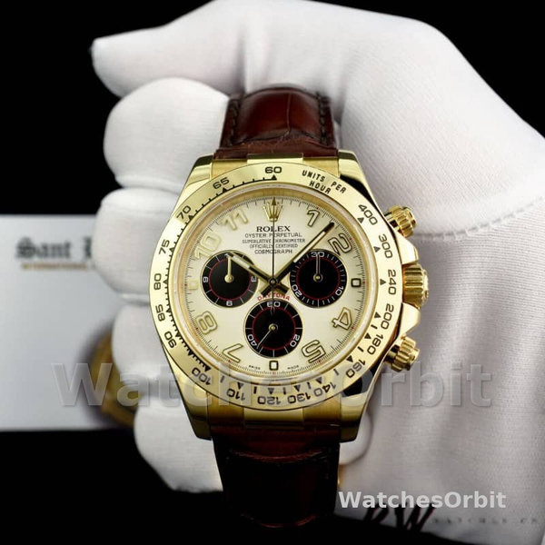 Replica Rolex Daytona 116518 Ivory Dial Brown Leather Strap 40mm Herren Replica Uhr