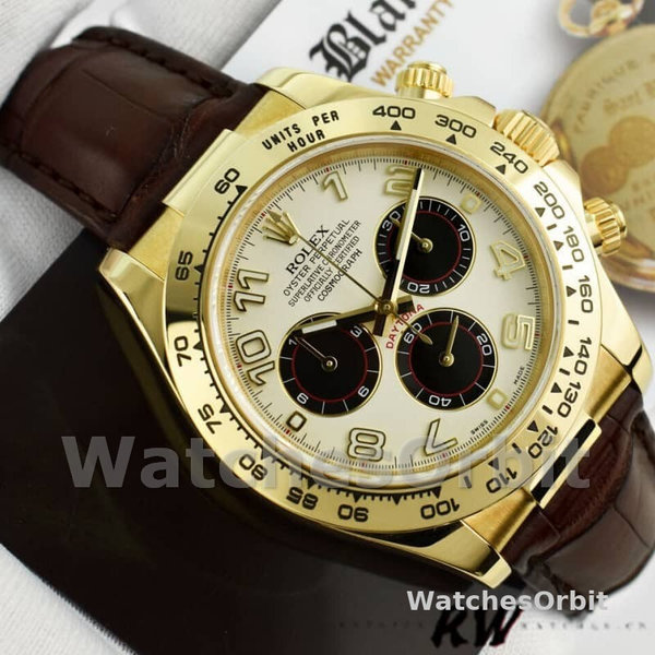 Replica Rolex Daytona 116518 Ivory Dial Brown Leather Strap 40mm Herren Replica Uhr, Replika Uhren, Moderne Ästhetik