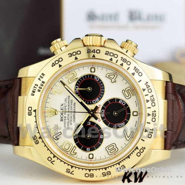 Replica Rolex Daytona 116518 Ivory Dial Brown Leather Strap 40mm Herren Replica Uhr, Replika Uhren, Moderne Ästhetik