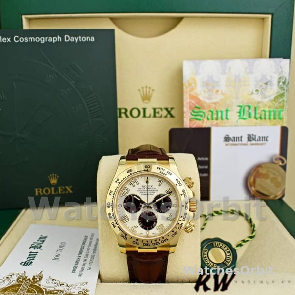 Replica Rolex Daytona 116518 Ivory Dial Brown Leather Strap 40mm Herren Replica Uhr, Replika Uhren, Moderne Ästhetik