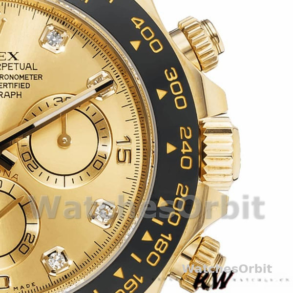 Rolex Daytona 116518 Leather Strap Diamond Champagne Dial 40mm Mens Replica Watch